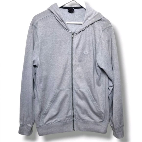 Oakley Hoodie Mens Medium Grey Full Zip Cotton Jersey - Picture 2 of 11